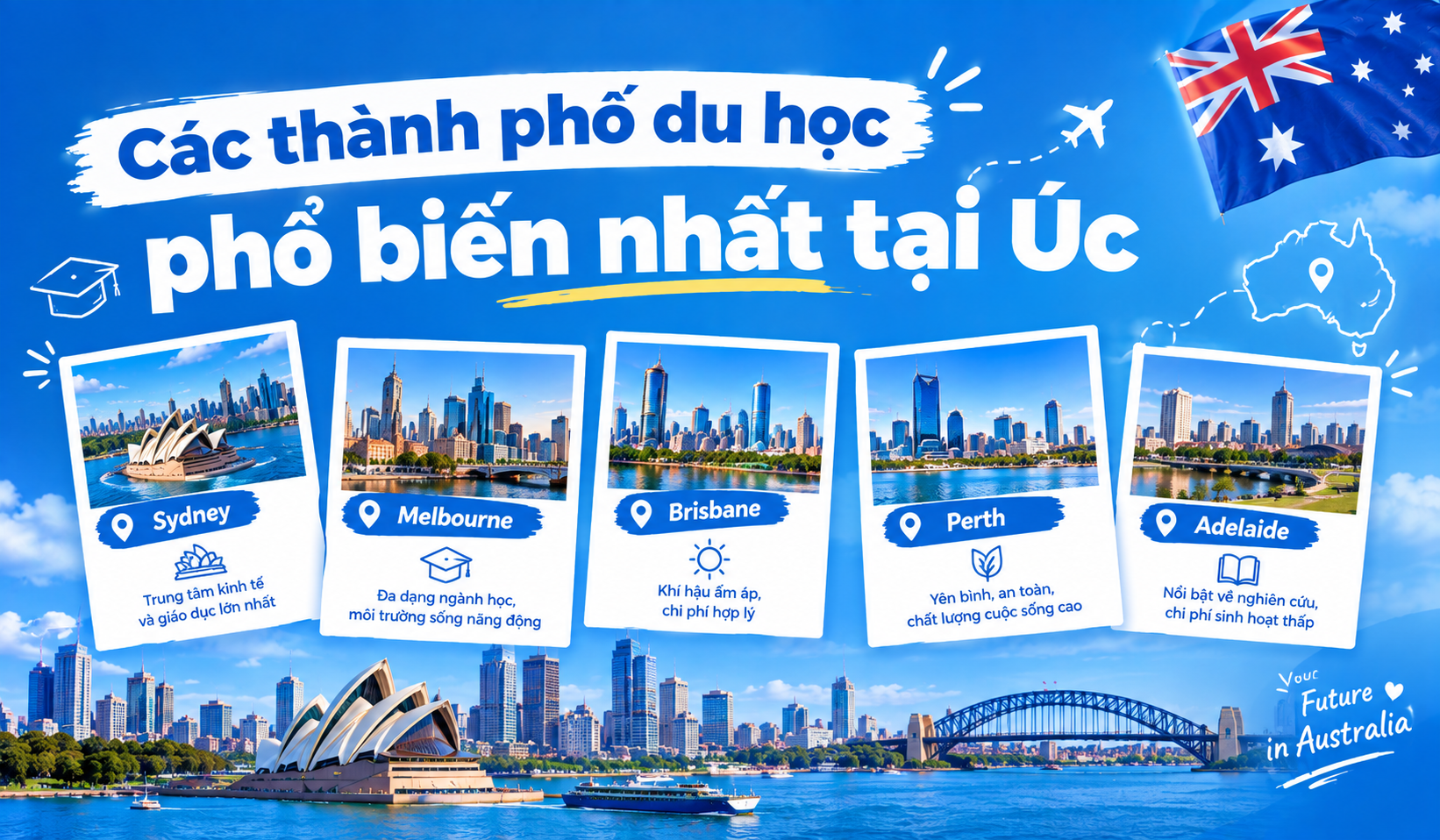 Các thành phố du học phổ biến nhất tại Úc